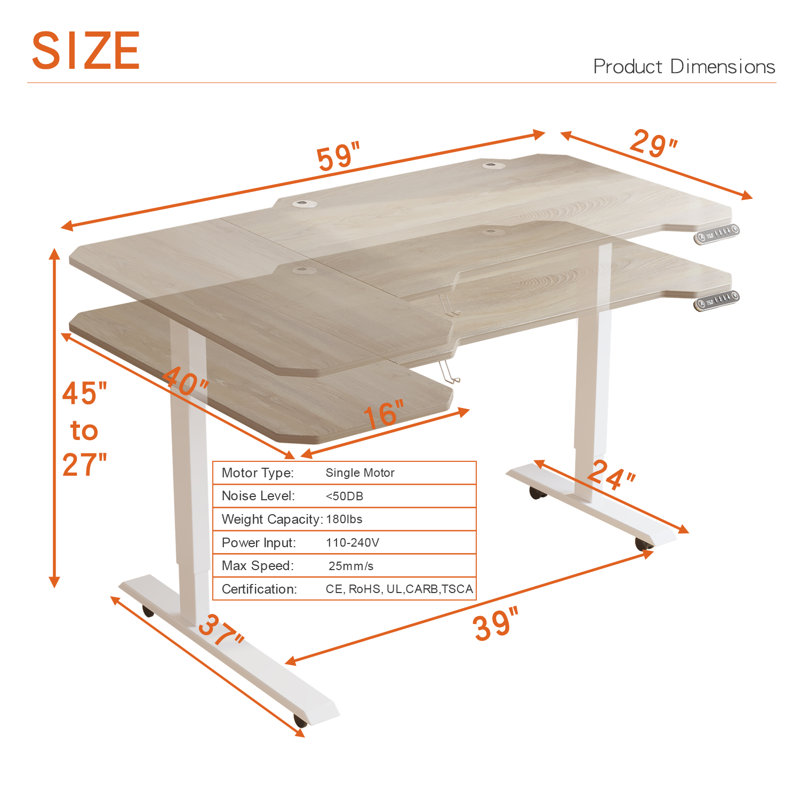 Inbox Zero Daycia Height Adjustable LShape Standing Desk & Reviews